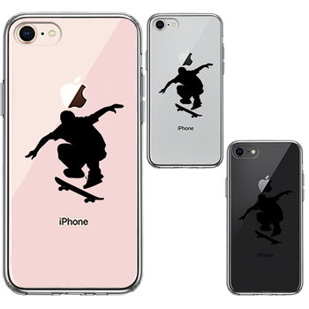 iPhone7 iPhone8 ケース クリア スケートボード スマホケース 側面ソフト 背面ハード ハイブリッド-1