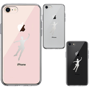 iPhone7 iPhone8 ケース クリア フィギアスケート 女子 グレー スマホケース 側面ソフト 背面ハード ハイブリッド-1