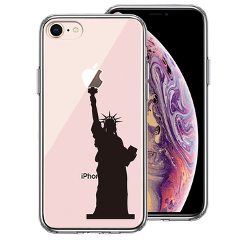 iPhone8 ケース クリア 自由の女神 スマホケース 側面ソフト 背面ハード ハイブリッド-0
