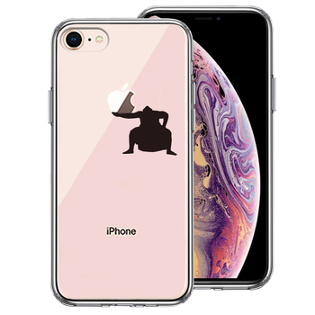iPhone8 ケース クリア おすもうさん 土俵入り スマホケース 側面ソフト 背面ハード ハイブリッド-0