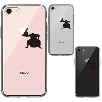 iPhone8 ケース クリア おすもうさん 土俵入り スマホケース 側面ソフト 背面ハード ハイブリッド-1