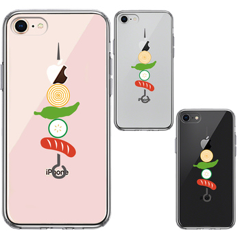 iPhone8 ケース クリア BBQ バーベキュー スマホケース 側面ソフト 背面ハード ハイブリッド-1