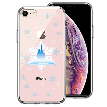 iPhone7 iPhone8 ケース クリア シンデレラ城 雪結晶 スマホケース 側面ソフト 背面ハード ハイブリッド-0