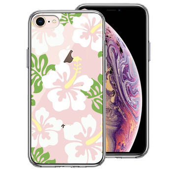iPhone7 iPhone8 ケース クリア ハイビスカス ホワイト スマホケース 側面ソフト 背面ハード ハイブリッド-0