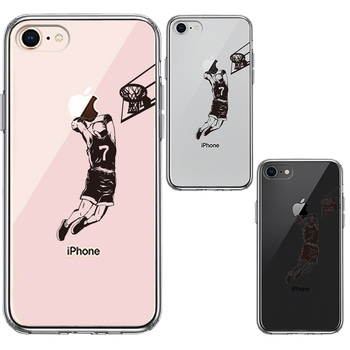 iPhone8 ケース クリア バスケットボール ダンク３ スマホケース 側面ソフト 背面ハード ハイブリッド-1
