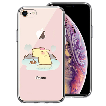 iPhone7 iPhone8 ケース クリア カピバラ 温泉 スマホケース 側面ソフト 背面ハード ハイブリッド-0