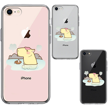 iPhone7 iPhone8 ケース クリア カピバラ 温泉 スマホケース 側面ソフト 背面ハード ハイブリッド-1