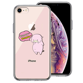 iPhone7 iPhone8 ケース クリア 豚 腹減った スマホケース 側(cè)面ソフト 背面ハード ハイブリッド-0