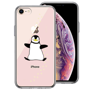 iPhone7 iPhone8 ケース クリア ペンギン フットプリント スマホケース 側面ソフト 背面ハード ハイブリッド-0