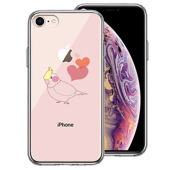 iPhone7 iPhone8 ケース クリア インコ ハート スマホケース 側面ソフト 背面ハード ハイブリッド-0