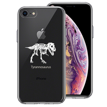 iPhone7 iPhone8 ケース クリア ティラノサウルス ホワイト スマホケース 側面ソフト 背面ハード ハイブリッド-0
