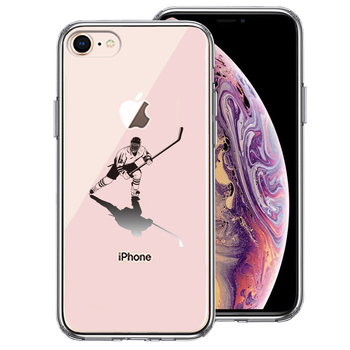 iPhone7 iPhone8 ケース クリア アイスホッケー 影付き スマホケース 側面ソフト 背面ハード ハイブリッド-0