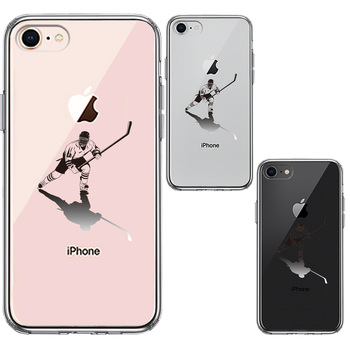 iPhone7 iPhone8 ケース クリア アイスホッケー 影付き スマホケース 側面ソフト 背面ハード ハイブリッド-1