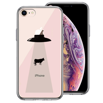 iPhone8 ケース クリア UFO キャトルミューティレーション スマホケース 側面ソフト 背面ハード ハイブリッド-0