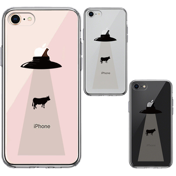 iPhone8 ケース クリア UFO キャトルミューティレーション スマホケース 側面ソフト 背面ハード ハイブリッド-1