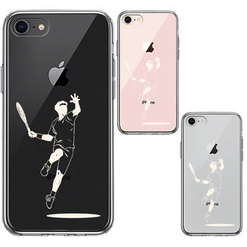 iPhone7 iPhone8 ケース クリア ジャケット テニス ホワイト スマホケース 側面ソフト 背面ハード ハイブリッド-1