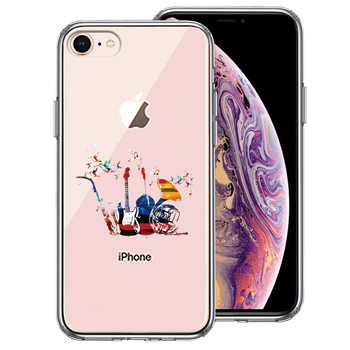 iPhone7 iPhone8 ケース クリア 楽器 たち スマホケース 側面ソフト 背面ハード ハイブリッド-0