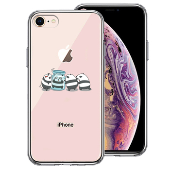 iPhone8 ケース クリア カプセル パンダ スマホケース 側面ソフト 背面ハード ハイブリッド-0