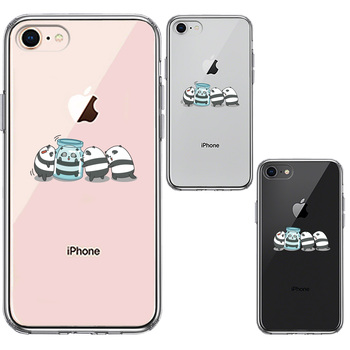 iPhone8 ケース クリア カプセル パンダ スマホケース 側面ソフト 背面ハード ハイブリッド-1