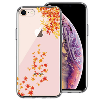 iPhone7 iPhone8 ケース クリア 季節 紅葉 もみじ 秋 スマホケース 側面ソフト 背面ハード ハイブリッド-0