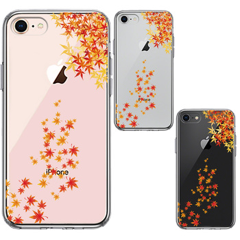 iPhone7 iPhone8 ケース クリア 季節 紅葉 もみじ 秋 スマホケース 側面ソフト 背面ハード ハイブリッド-1