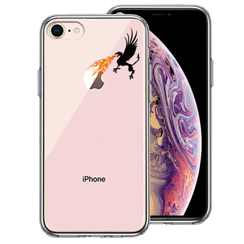 iPhone7 iPhone8 ケース クリア 幻獣 ドラゴン 焼きりんご スマホケース 側面ソフト 背面ハード ハイブリッド-0