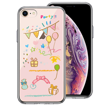 iPhone7 iPhone8 ケース クリア party パーティー スマホケース 側面ソフト 背面ハード ハイブリッド-0