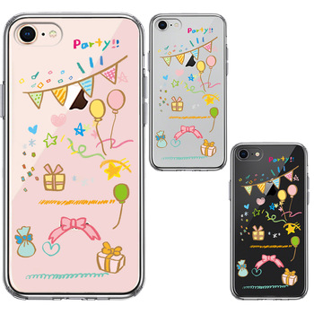 iPhone7 iPhone8 ケース クリア party パーティー スマホケース 側面ソフト 背面ハード ハイブリッド-1
