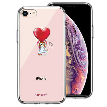 iPhone8 ケース クリア チンパンジー ハート 重量挙げ 激おこ スマホケース 側面ソフト 背面ハード ハイブリッド-0
