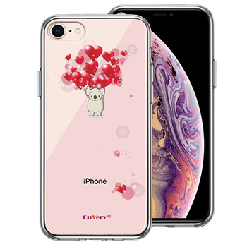 iPhone8 ケース クリア コアラ ハート いっぱい スマホケース 側面ソフト 背面ハード ハイブリッド-0