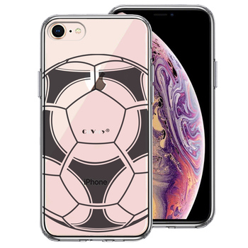 iPhone7 iPhone8 ケース クリア サッカーボール I Love Soccer スマホケース 側面ソフト 背面ハード ハイブリッド-0