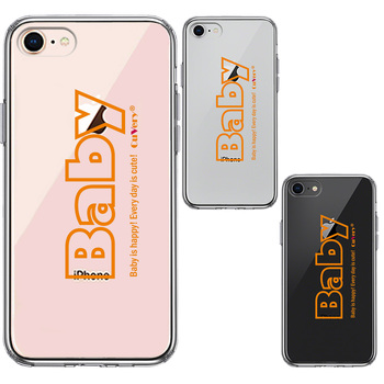 iPhone7 iPhone8 ケース クリア 文字 ケース Baby オレンジ スマホケース 側面ソフト 背面ハード ハイブリッド-1