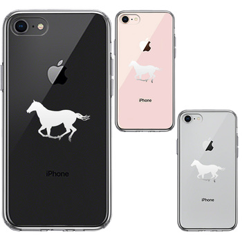 iPhone7 iPhone8 case clear horse Sara Brett white horse smartphone case side soft the back side hard hybrid -1