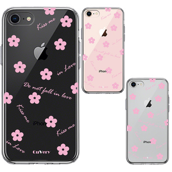 iPhone7 iPhone8 ケース クリア フラワー ライトピンク スマホケース 側面ソフト 背面ハード ハイブリッド-1