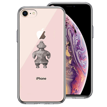 iPhone7 iPhone8 ケース クリア 縄文 遮光器土偶 スマホケース 側面ソフト 背面ハード ハイブリッド-0