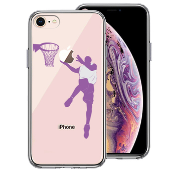 iPhone8 ケース クリア レイアップシュート Purple スマホケース 側(cè)面ソフト 背面ハード ハイブリッド-0