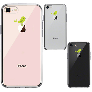 iPhone8 ケース クリア 鳥 グリーン スマホケース 側面ソフト 背面ハード ハイブリッド-1