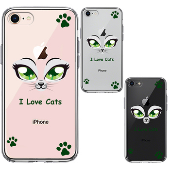 iPhone7 iPhone8 ケース クリア レイディー 猫 cats スマホケース 側面ソフト 背面ハード ハイブリッド-1