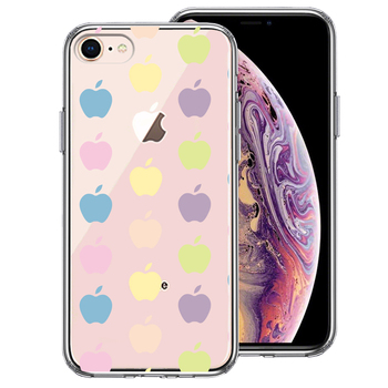 iPhone8 ケース クリア 林檎 りんご apple 水玉 スマホケース 側面ソフト 背面ハード ハイブリッド-0