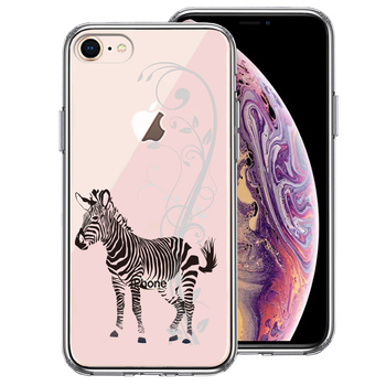 iPhone7 iPhone8 case clear floral Zebra black smartphone case side soft the back side hard hybrid -0