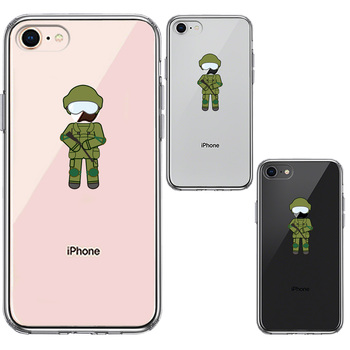 iPhone8 ケース クリア お仕事 職業 自衛官 陸上自衛隊 スマホケース 側面ソフト 背面ハード ハイブリッド-1