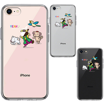 iPhone8 case clear peach Taro party army . smartphone case side soft the back side hard hybrid -1