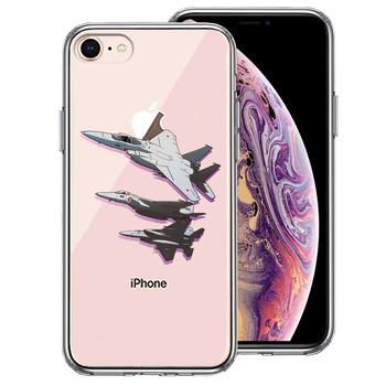 iPhone7 iPhone8 ケース クリア 戦闘機 F-15J 編隊飛行 ブレイク スマホケース 側面ソフト 背面ハード ハイブリッド-0