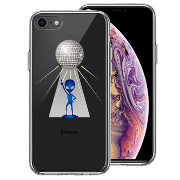 iPhone8 ケース クリア 宇宙人 フィーバー ミラーボール スマホケース 側面ソフト 背面ハード ハイブリッド-0