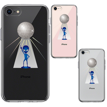 iPhone8 ケース クリア 宇宙人 フィーバー ミラーボール スマホケース 側面ソフト 背面ハード ハイブリッド-1