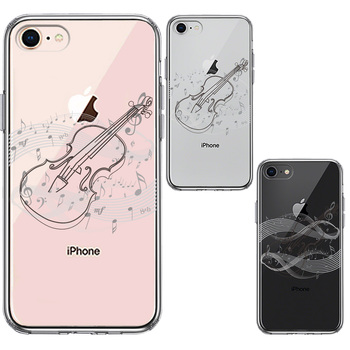 iPhone7 iPhone8 ケース クリア ヴァイオリン 4 ブラック スマホケース 側面ソフト 背面ハード ハイブリッド-1