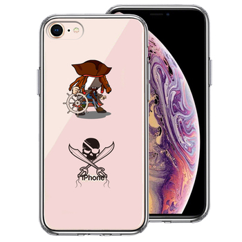 iPhone8 ケース クリア 海賊 帆船 スカル スマホケース 側面ソフト 背面ハード ハイブリッド-0