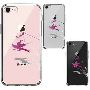 iPhone7 iPhone8 ケース クリア フリースタイル スキー スマホケース 側面ソフト 背面ハード ハイブリッド-1