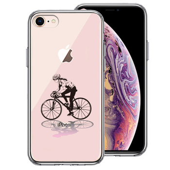 iPhone7 iPhone8 ケース クリア スポーツサイクリング 女子1 スマホケース 側面ソフト 背面ハード ハイブリッド-0