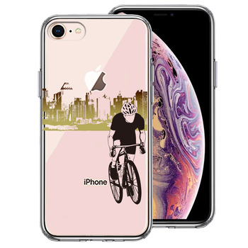 iPhone7 iPhone8 ケース クリア スポーツサイクリング 男子2 スマホケース 側面ソフト 背面ハード ハイブリッド-0